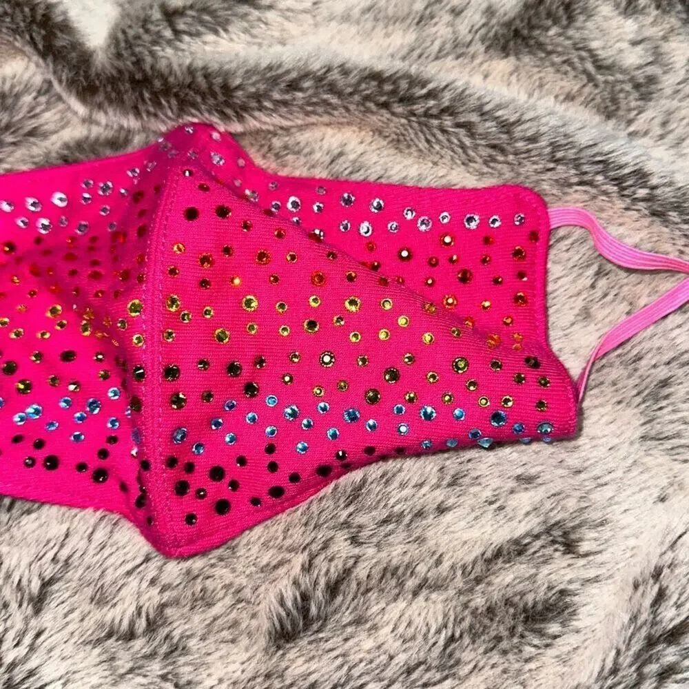 Stephanie Gottlieb pink rainbow rhinestone mask | Sz OS